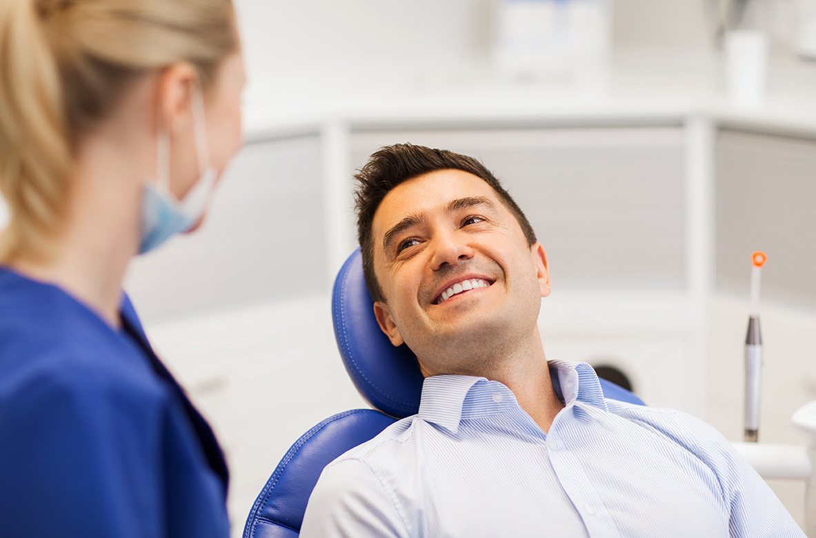 male dental patient during Oral Cancer Screening in Castle Rock CO